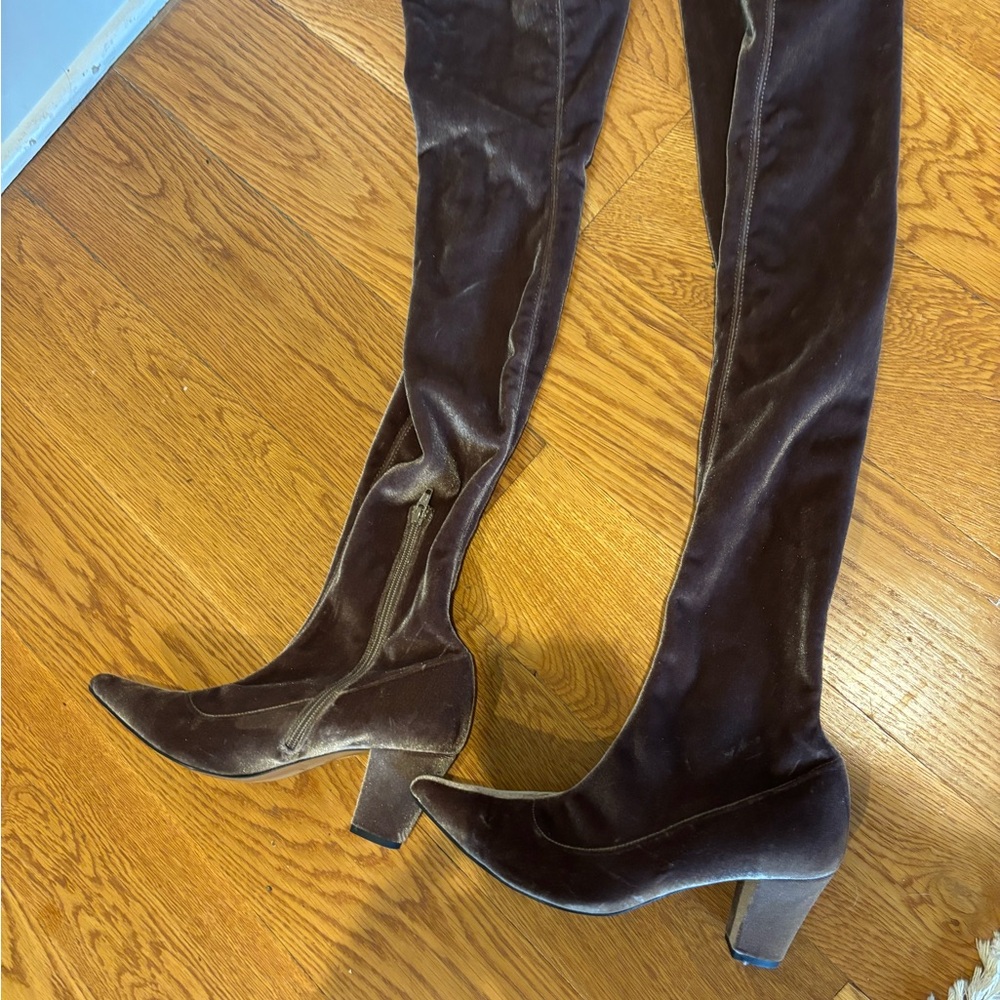 Anthropologie Elegant Brown Velvet over the knee- size 38 euro size 8 us